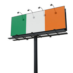 Obraz premium Irish Flag Billboard on Isolated Transparent Background
