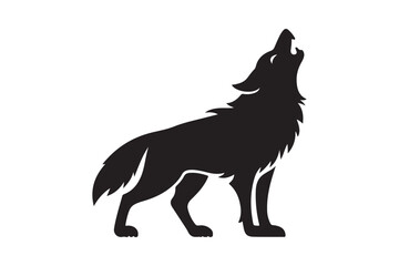 Silhouette of a wolf howling at the moon