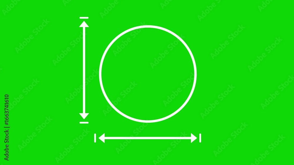 Aufkleber circle measurement arrows animation dimension and scale indicator on green screen