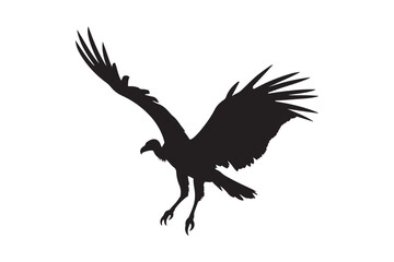 Silhouette of a vulture in flight with wings spread wide