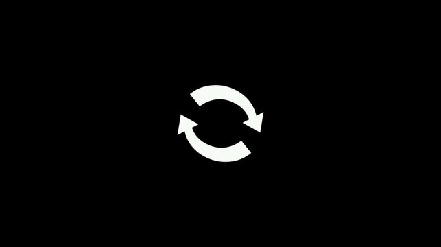Recycle symbol, arrow  circle arrow icon set, reload, rotation, reset, loop sign,  button, black isolated on black background