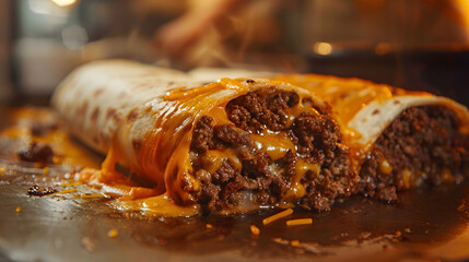 Giant Cheesy Beef Burrito: Delicious Mexican Food Recipe