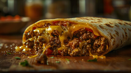 Melting Cheese Beef Burrito: Delicious Mexican Food Recipe