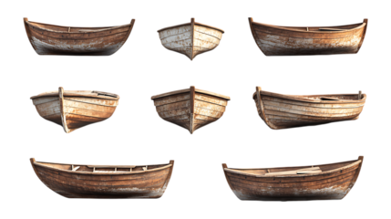 Nine Views of Weathered Wooden Boats A Collection of Nautical Details