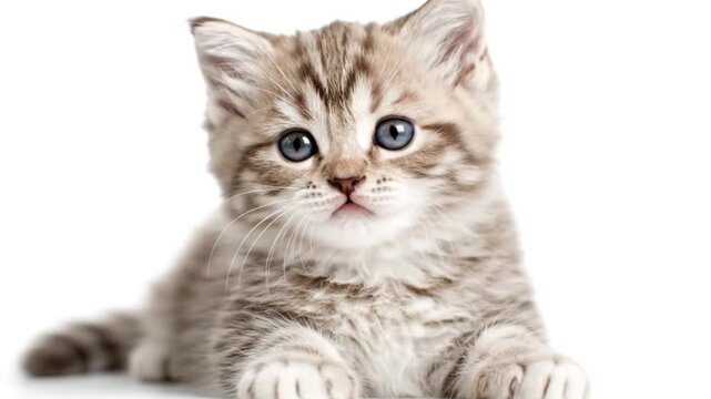 Ein flauschiges Katzenbaby mit gro&szlig;en, runden Augen