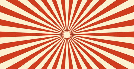 Radial sunburst background. Vintage wallpaper with rays in circus style, vector illustration