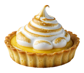 Lemon tart with meringue , isolated on transparent background, png