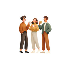 Happy Young Adults Enjoying Coffee Together, Casual Meeting, Friendship