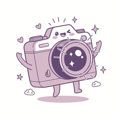 Obraz premium Playful, Animated Camera Character with a Sparkling Lens