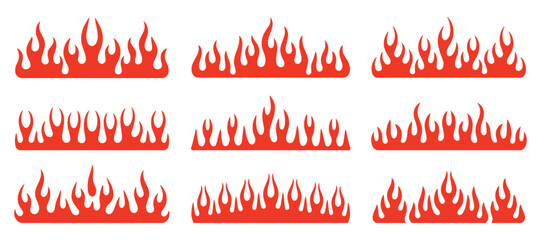 Fiery Flames Collection Vector Illustration Set with Transparent Background for Graphic Design Projects