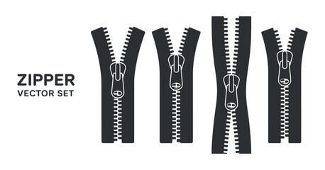 Zipper Vector Set Illustration with Open and Closed Fasteners for Clothing and Accessories Design Projects © MOHAMMAD