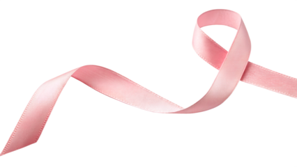 Elegant pink ribbon symbolizing breast cancer awareness, isolated on transparent background