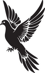 a flying bird silhouette vector art illustration, dove in flight