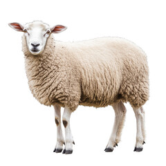 Fototapeta premium Domestic Sheep Standing Upright, Wool-Producing Animal Cutout