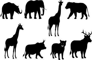 Fototapeta premium set of animals silhouettes 