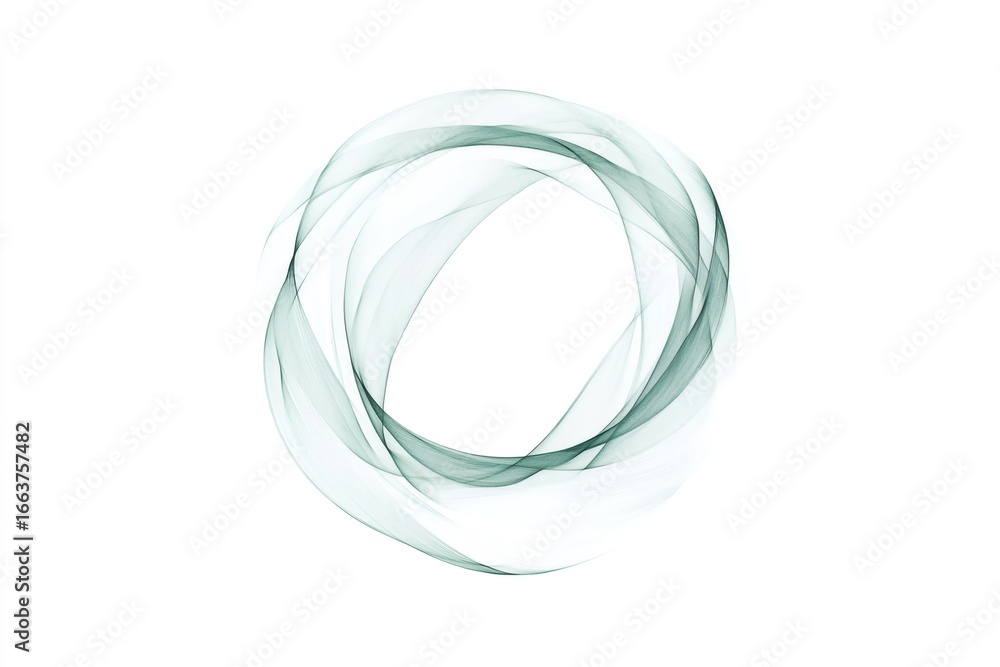 Poster minimalist illustration of a simple hula hoop rotating, creating a circular shape with green gradien