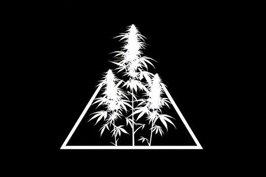 Delta 9 THC Caution Icon for Cannabis Labels and Graphics Featuring Hemp and Wild Plant Elements
