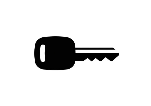 Black Silhouette of Key on White Background &ndash; Minimalist Symbol of Security, Access, and Privacy
