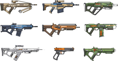 Futuristic Sci-Fi Weapon Set | Vector Game Asset Collection new illustration vector ai