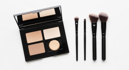 Highlighter and Contour Makeup Palette with Brushes