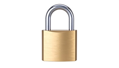 Naklejka premium A gold padlock on a white background