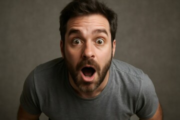 Portrait of a surprised man showing amazement and shock expression with wide open eyes and mouth