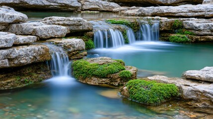 Obraz premium Serene waterfalls in a tranquil setting