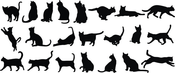 vector silhouettes of animals cats