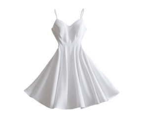 Elegant white dress for summer occasions and celebrations on a transparent background, cut out
