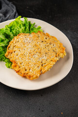 Hash brown potato rosti hash brown vegetables food tasty snack fresh delicious gourmet food background on the table rustic food top view copy space vegan and vegetarian food