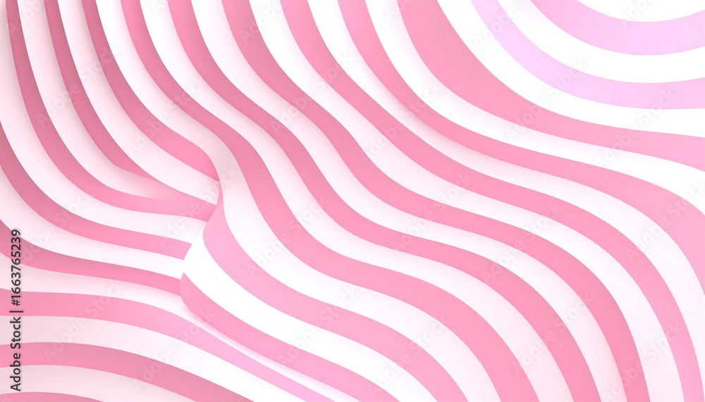 Poster abstract design featuring flowing, vibrant pink and white striped patterns with a dynamic visual eff