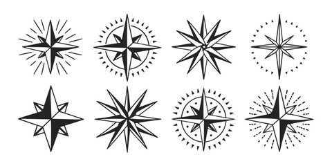 Collection of Stylized Compass Rose Designs