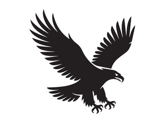 Obraz premium Vector silhouette of a flying eagle, a wild bird in flight against a white background