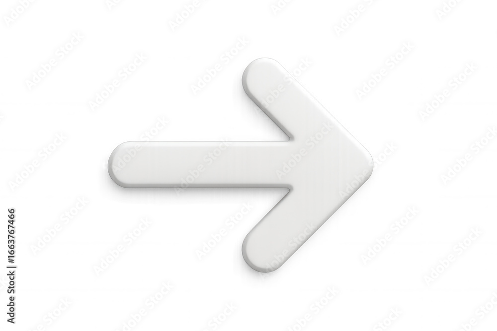 Poster simple white arrow pointing right on a transparent background, ideal for indicating direction or pro