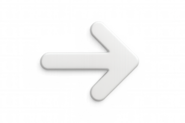 Simple white arrow pointing right on a transparent background, ideal for indicating direction or progress