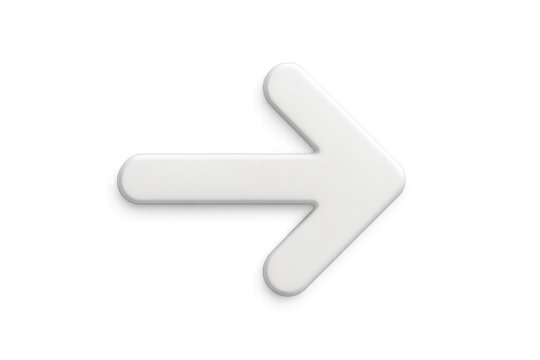 Simple white arrow pointing right on a transparent background, ideal for indicating direction or progress