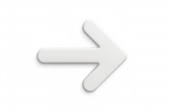 Simple white arrow pointing right on a transparent background, ideal for indicating direction or progress - Powered by Adobe