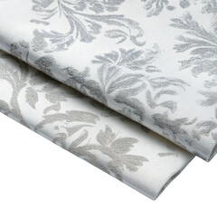 Obraz premium Damask fabric featuring reversible patterns, ideal for creating sophisticated placemats for a dining table [Transparent Background PNG]