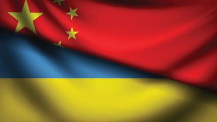 ukraine and china flag fusion design