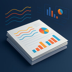 Professional data analysis reports with dynamic colorful graphs for business growth presentations