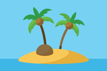 Tropical island with palm trees, sand, and blue sea, ideal for a summer vacation or a relaxing getaway to a paradise beach destination