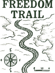 Freedom Trail Adventure Map Compass Explorer Tee