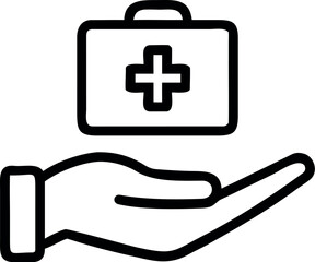 Fototapeta premium Hand Holding First Aid Kits line art Vector