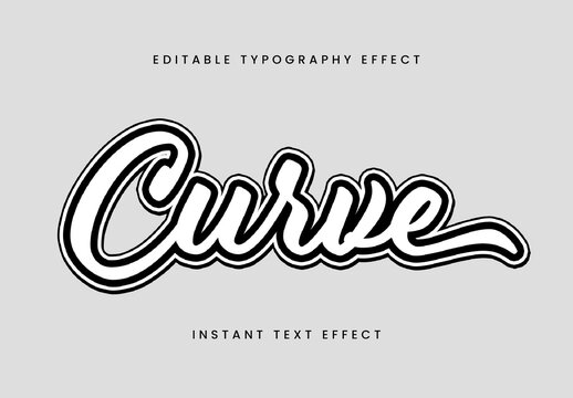 Black And White Script Font Bold Cursive Outline Text Effect