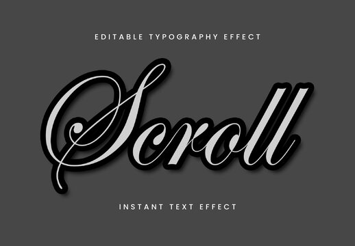 Black And White Script Font Calligraphy Elegant Scroll Text Effect