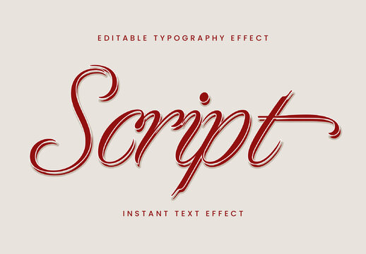 Red And White Script Font Elegant Swirl Glossy Text Effect
