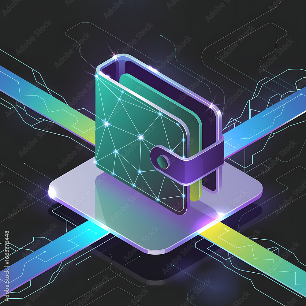 Leinwandbilder secure digital wallet for cryptocurrency transactions with modern blockchain technology design illus