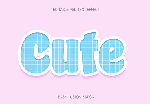 Blue Baby Font Cute Checkered Bubble Text Effect