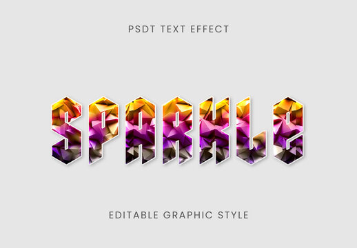 Colorful Ruby 3D Font Sparkle Gem Polygon Text Effect