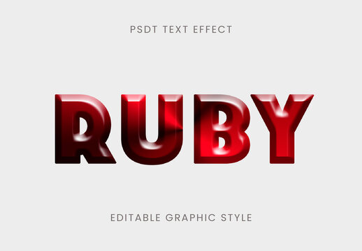 Red Ruby 3D Font Crystal Bold Glossy Text Effect